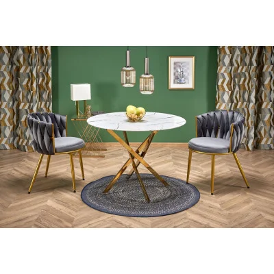 ROUND TABLE RAYMOND 2, TOP - WHITE MARBLE, LEGS - GOLD